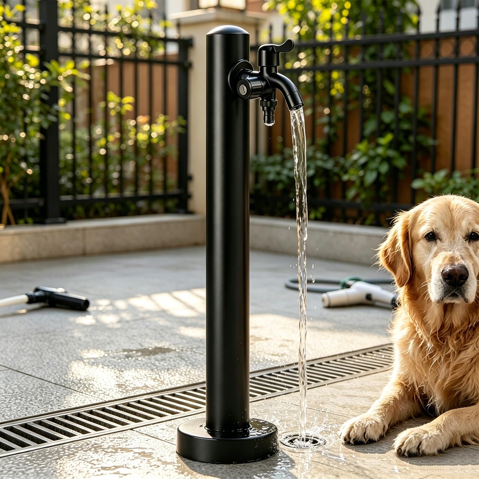 Lonmrrton A Vertical Water Column Outdoor Faucet, Free-Standing Garden Tap Yard Hydrant For Lawn Care Pet Washing(,Height: 95Cm/37.4In)