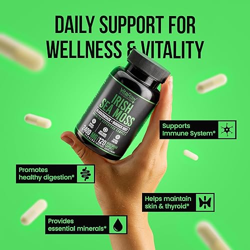 Miniatura 3 de Cápsulas orgánicas de musgo marino irlandés, raíces de bardana y vejiga, para apoyo inmunológico, apoyo de articulaciones y tiroides y salud