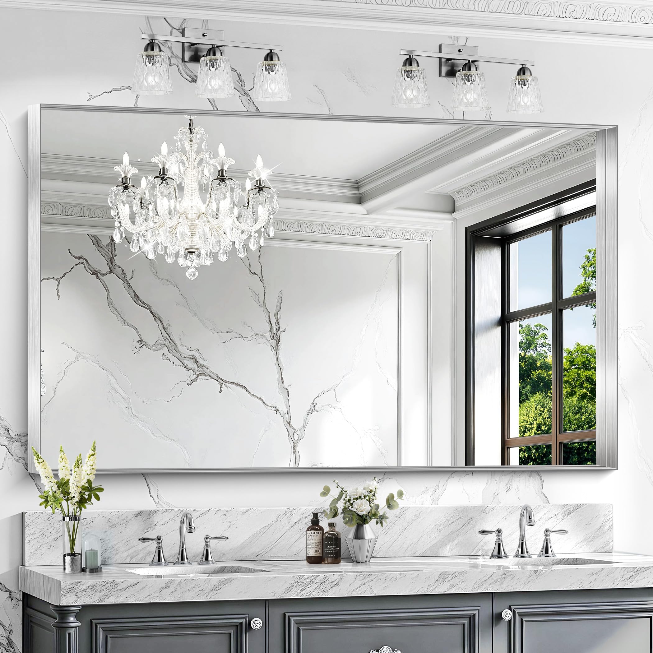 CIRCUMI Silver Bathroom Mirror, 36