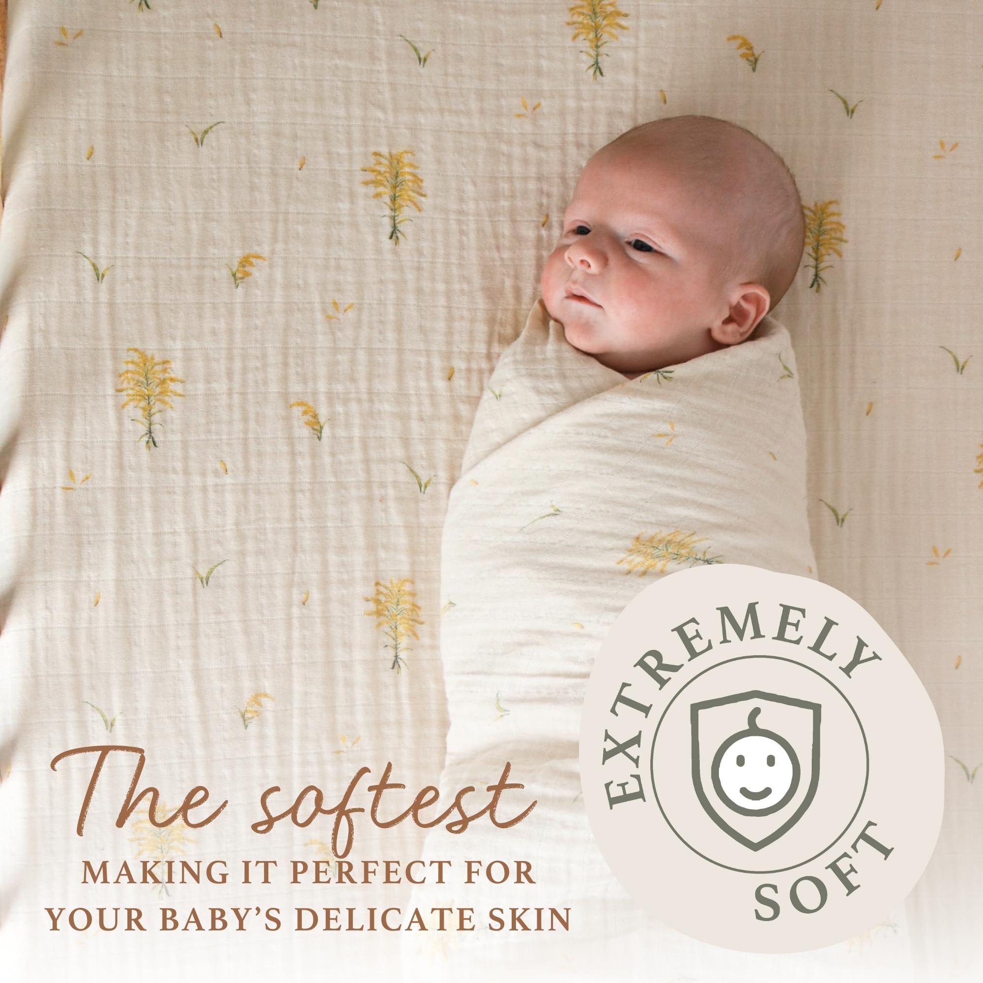 Cottonsis Organic Turkish Cotton Muslin Crib Sheet - GOTS & Oeko-Tex Certified, Fitted Crib Sheet 28x52x7.5 Inches, 1pc (Cotton Latte)
