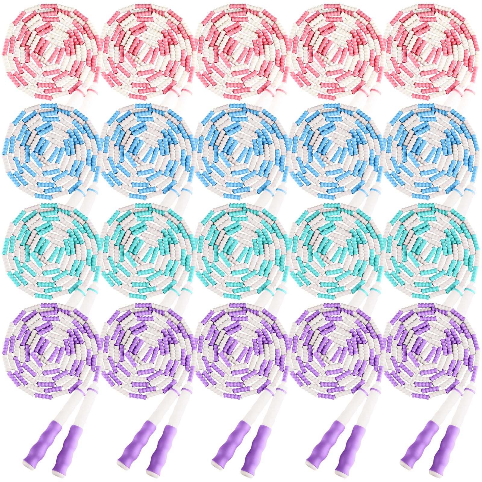 Yunsailing Springseile für Erwachsene und Kinder, 2,8 m, verstellbare Länge, segmentiertes Springseil, Großpackung für Feldspiele, weiche Perlen-Springseile für Damen und Herren, Training