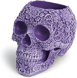 Skull Bowl Decorative Skull Vase Makeup Brush Pen Holder Organizer Dress...