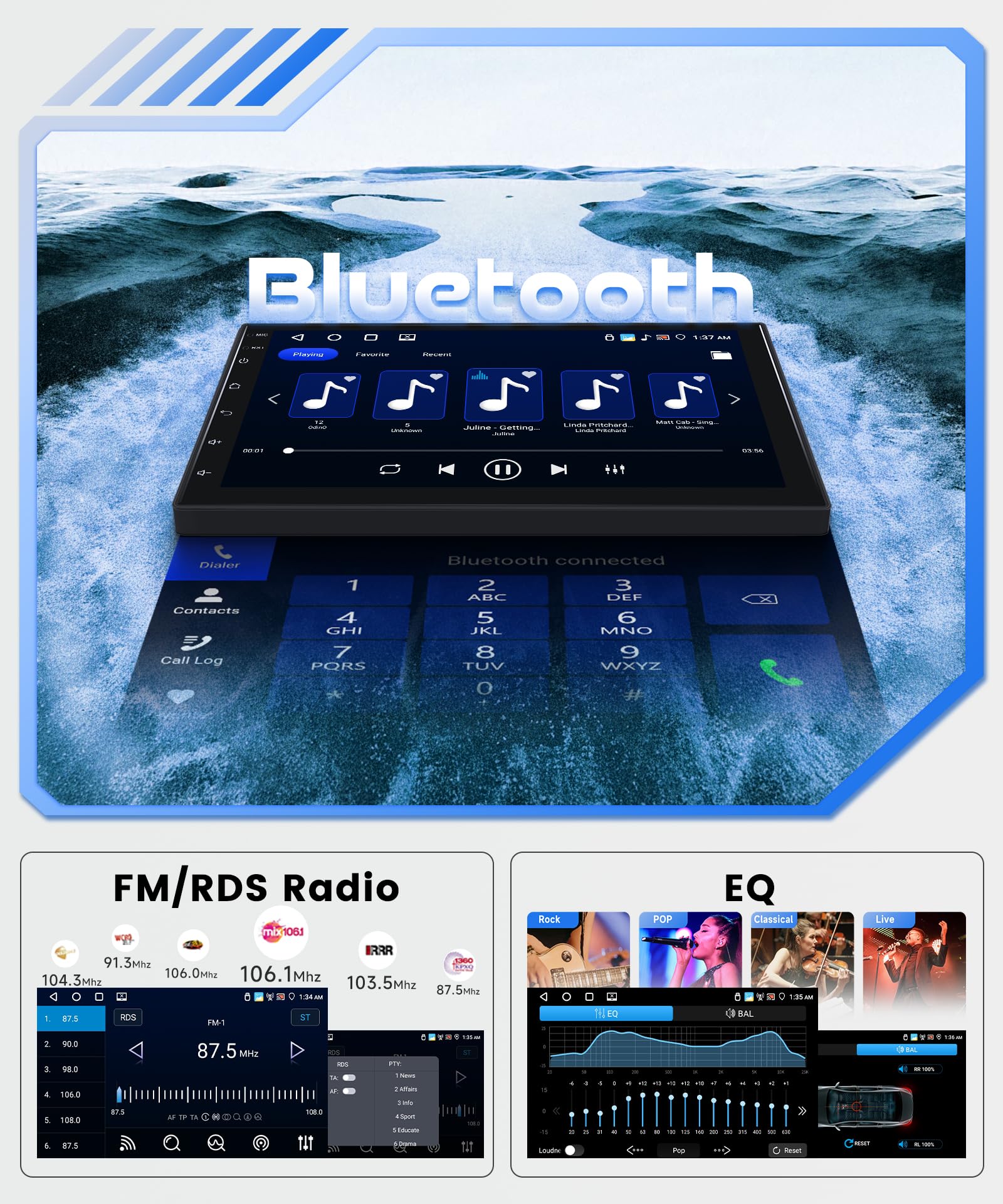 Rimoody 4G+64G 7 Pollici Autoradio 2 Din Android 13 Senza Fili Carplay Autoradio con Touchscreen Android Auto Mirror Link Navi GPS Bluetooth WiFi/FM/RDS/EQ/SWC/USB Telecamera Posteriore