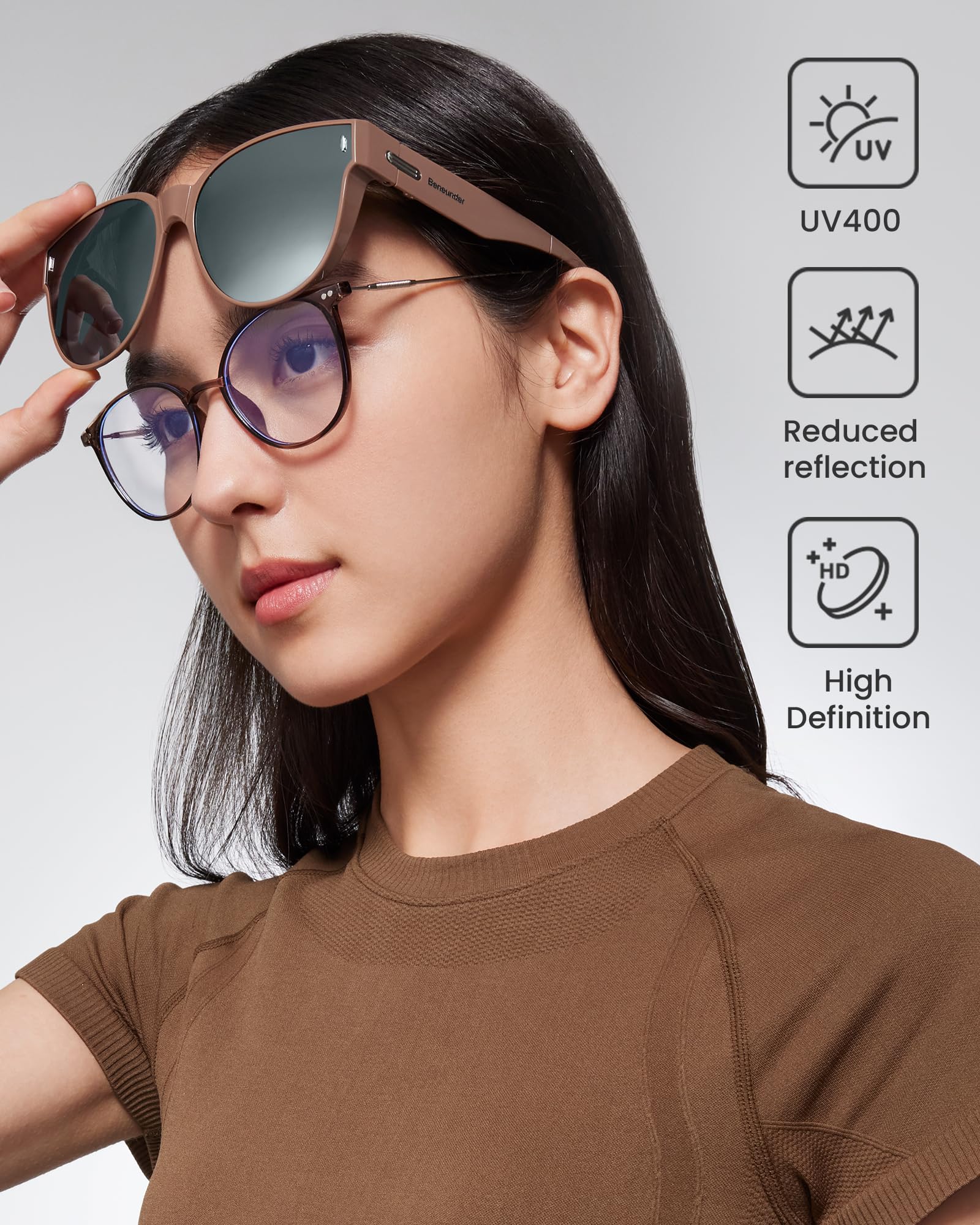 BENEUNDER Polarisierte Sonnenbrille für Damen und Herren, leichte, faltbare Sonnenbrille für Kurzsichtigkeit