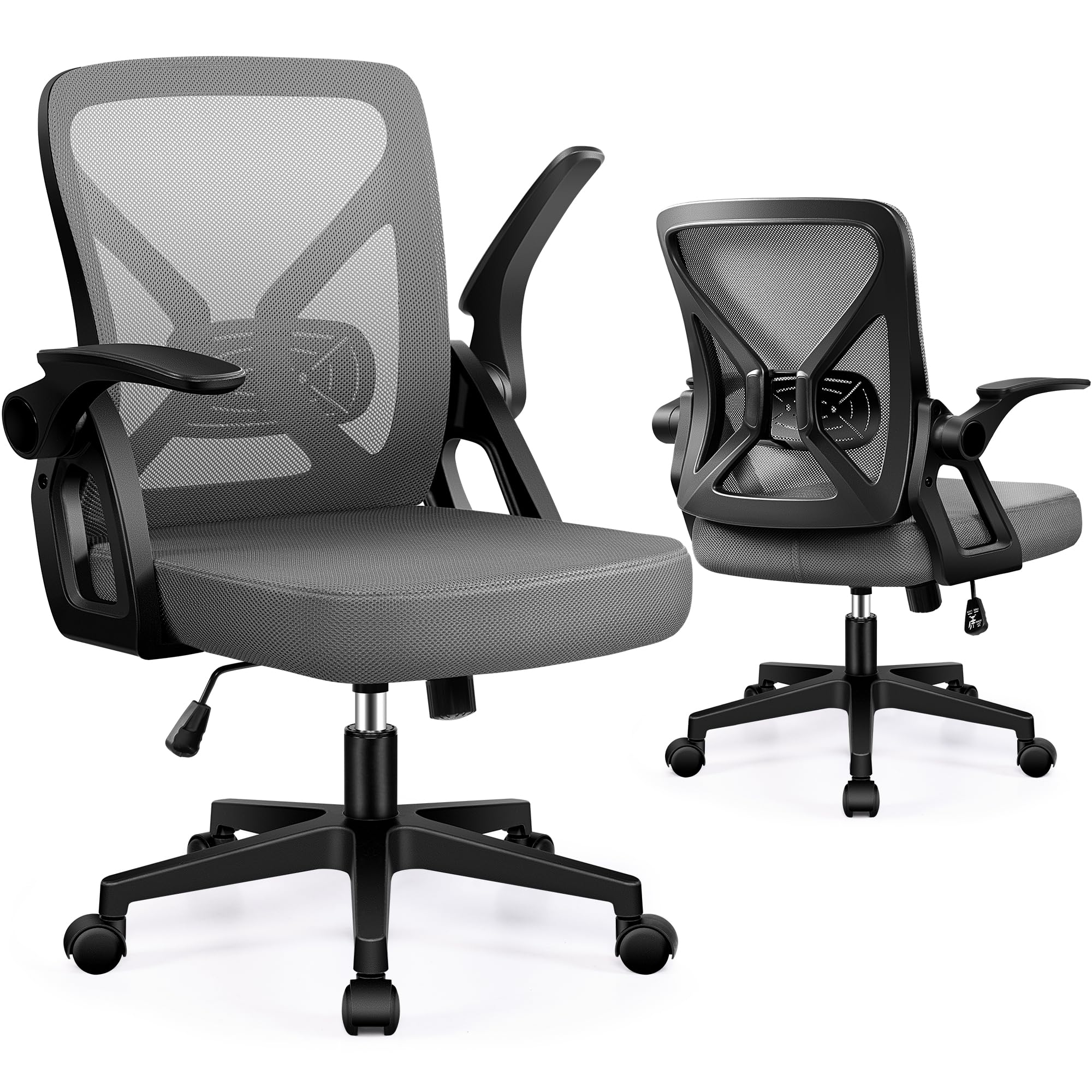 FelixKing Office Chair - Ergonomic Desk Chair Breathable Mesh Task with Wheels and Lumbar Support Home Desk Office Chairs with Flip up Armrest Rolling Swivel for Home Computer Dark Gray