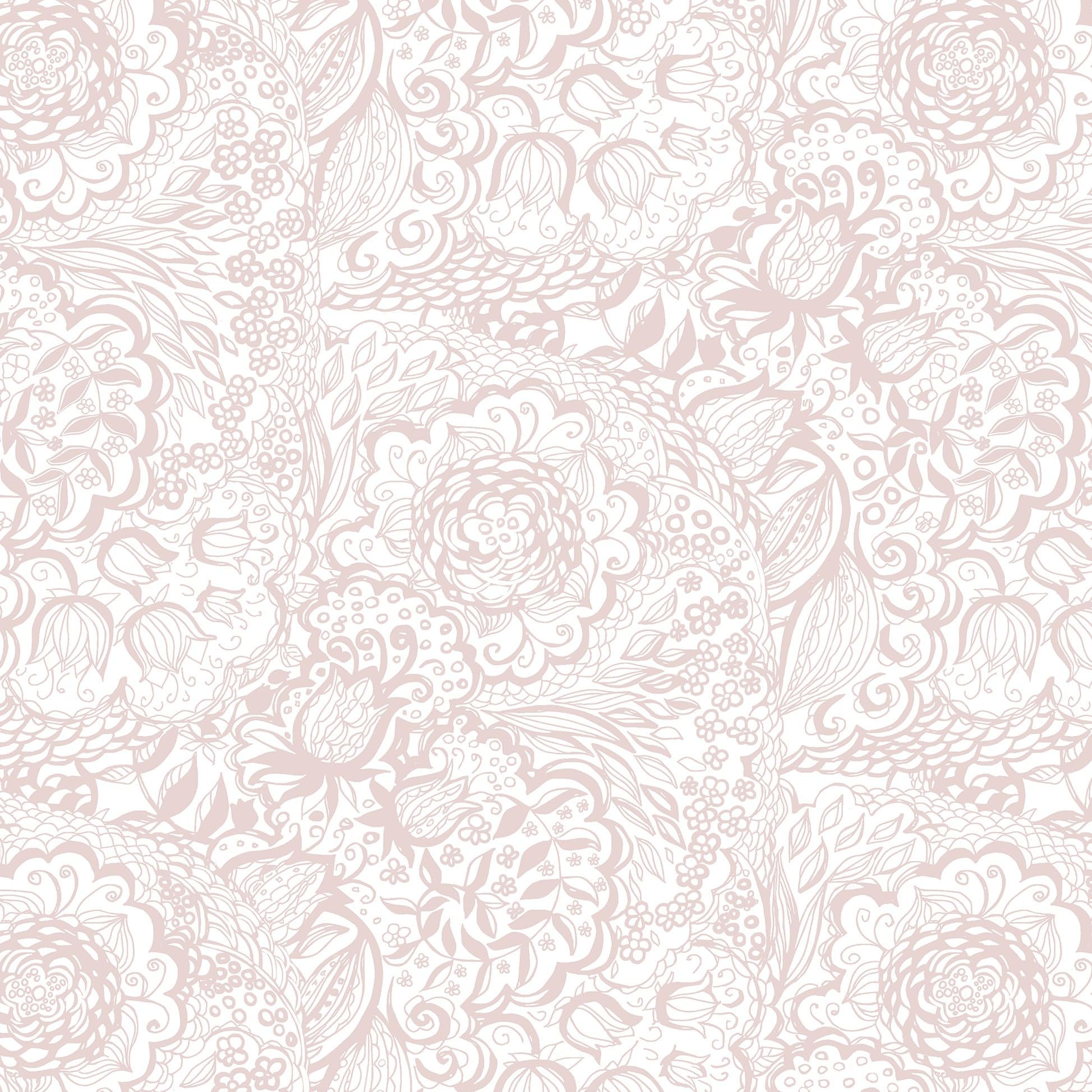 MicpoloMicpolo Peel and Stick Wallpaper Boho Pink Wallpaper White and Pink Floral Wallpaper for Bedroom Bathroom Removable Self-adhsive Contact Paper for Cabinets Nursery Wallpaper Shelf Liner 16.1"x118"