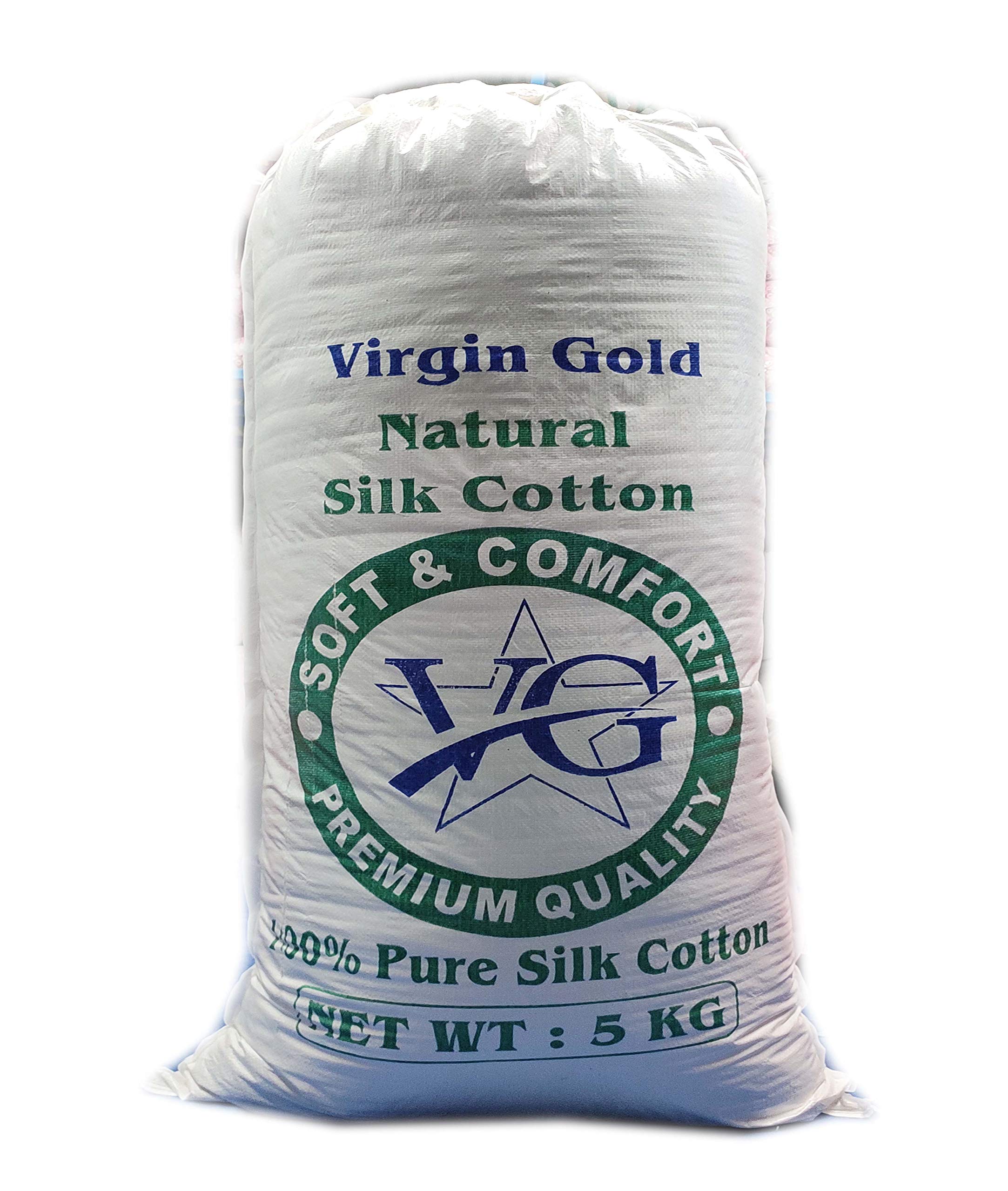 NIVEDHA MATTRESS - Virgin Gold - Organic Silk Cotton/Kapok/Ilavam Panju/Semal Cotton Fiber - 5 kg Bag (White, 25 X 15 inches)