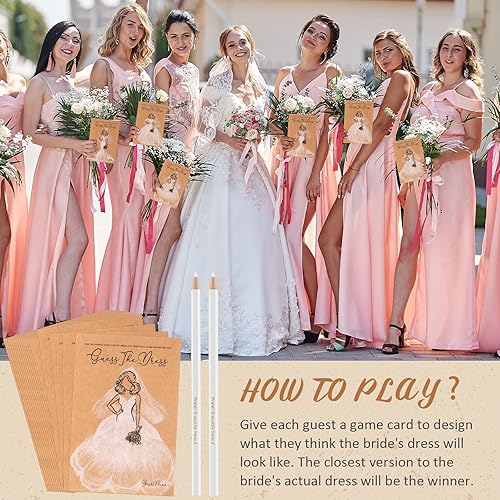 Miniatura 4 de Fulmoon 30 juegos de Adivina el vestido, juegos de despedida de soltera para invitados, incluye tarjetas de juegos de ducha de boda, lápices