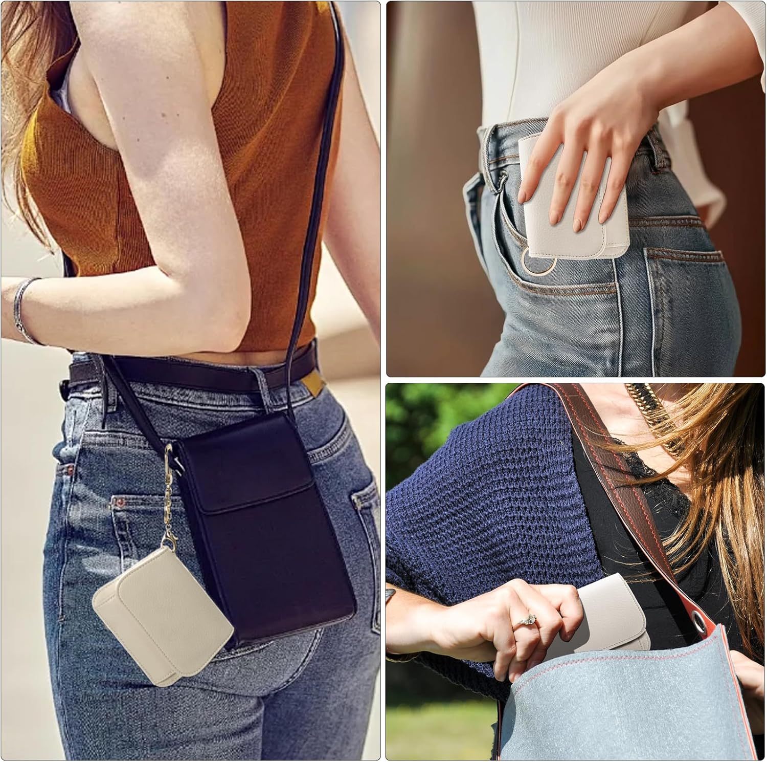 Women Small Wallet RFID Blocking Slim Wallet with Coin Pocket Tri-Fold Credit Card Holder with ID Window and Keychain(Beige) - Image 7