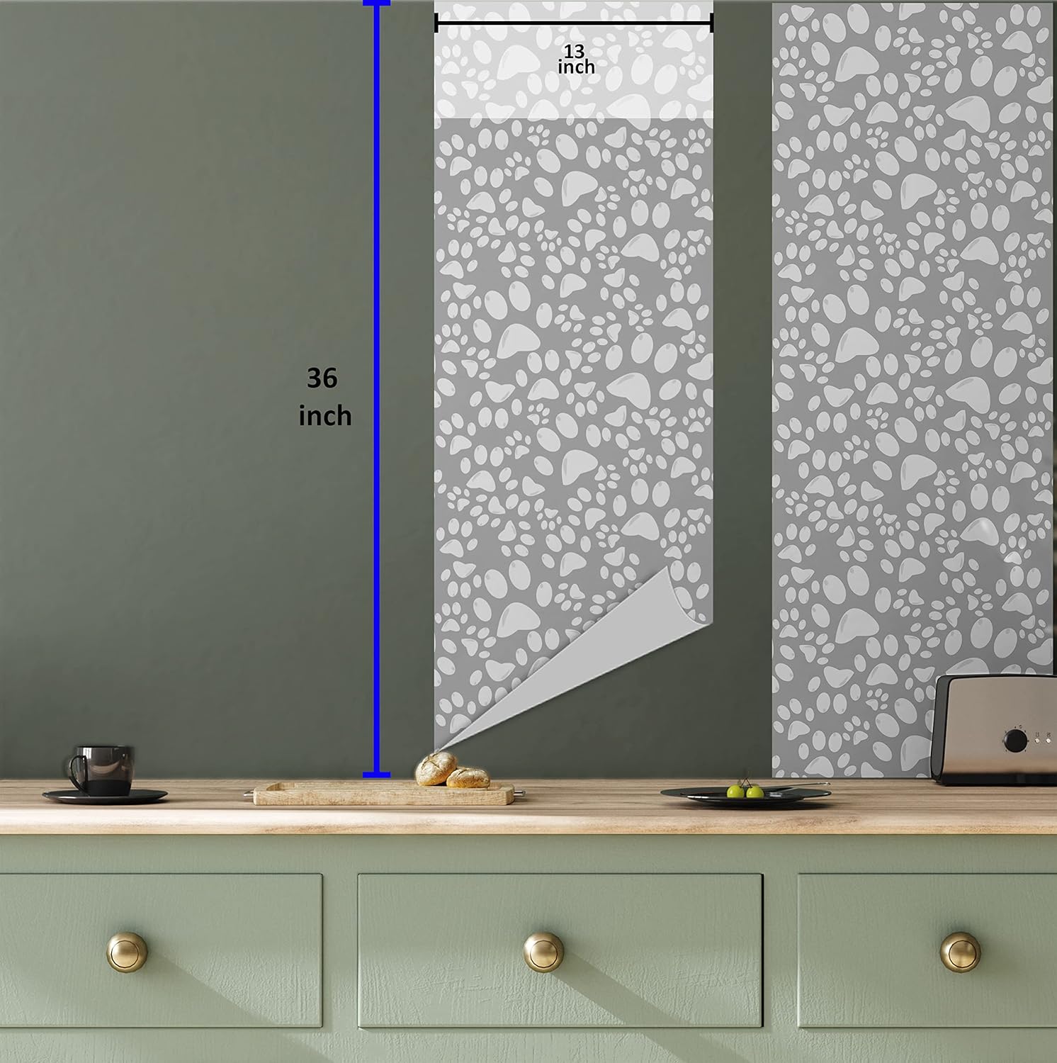 Ambesonne Paw Print Peel & Stick Wallpaper for Home, Greyscale Design Repetition of Irregular Order Dog Foot Mark Puppies, Self-Adhesive Living Room Kitchen Accent, 13" x 36", Pale Taupe and White