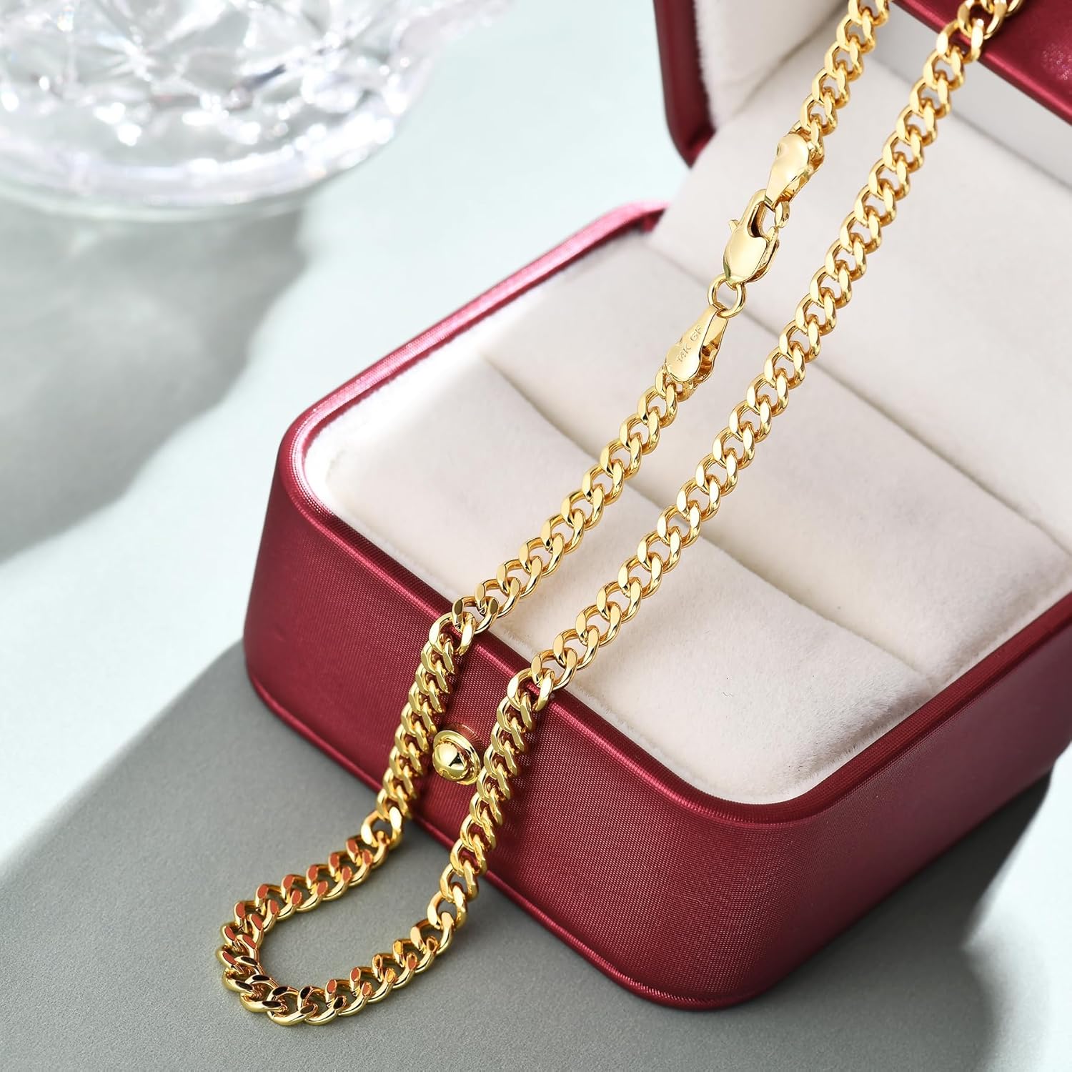 Gold Chain for Men ＆ Women，14K Gold Chain Necklace for Women & Men Chains for Mens Cuban Chains Necklaces 4mm Width，18” 20” 22” 24” - Image 5