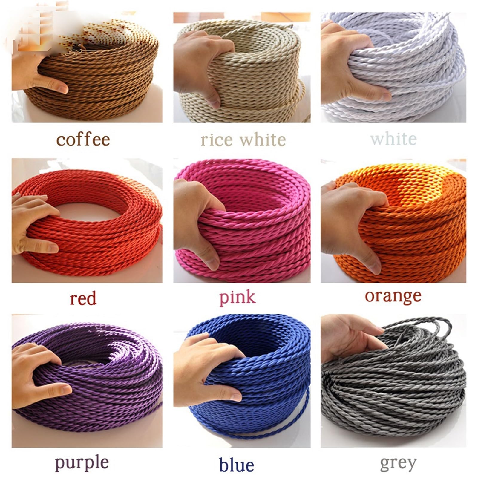 Cavo Elettrico Tessile Da 10 M, Cavo In Corda Di Canapa Intrecciata Retro 2x075 Mm2 2 Fili Intrecciati Per Lampada A Sospensione Fai Da Tenero 91786240