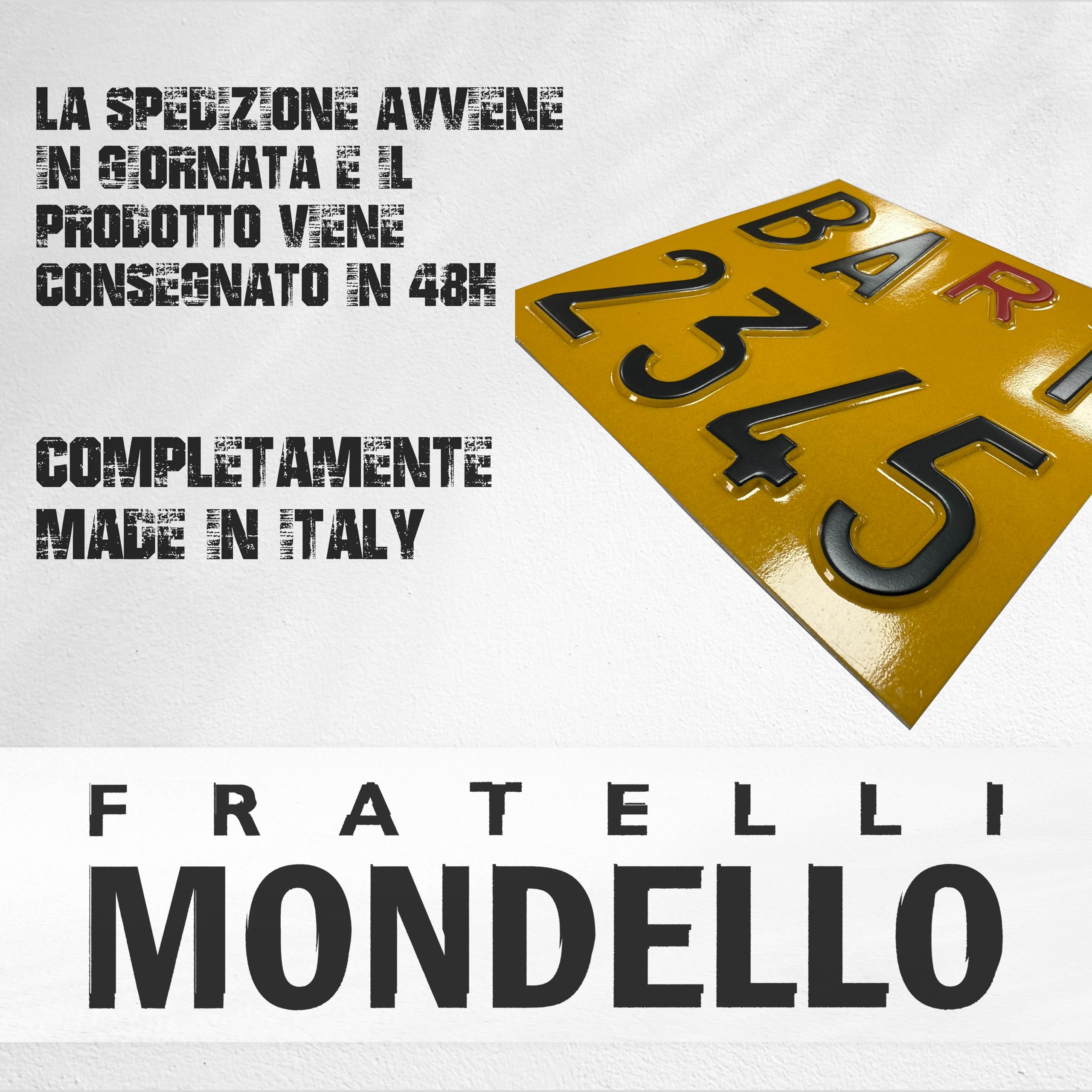 Fratelli Mondello La Vera Replica Targa per mezzi Agricoli 4 Caratteri in Alluminio a Rilievo Battuta, Punzonata