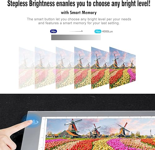 Miniatura 49 de LitEnergy Kit de almohadilla de luz LED de 9 x 12 pulgadas, tablero de luz alimentado por USB, caja de luz de brillo ajustable con 108 ranuras