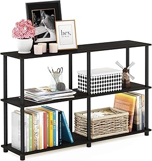 Furinno Turn-N-Tube 3-Tier Double Size Storage Display Rack, Espresso/Bl...