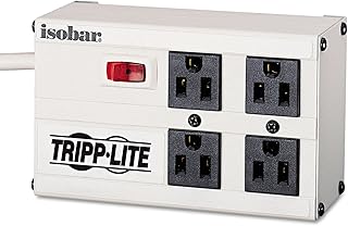 Tripp Lite ISOBAR4 ISOBAR4 Isobar Surge Suppressor, 4 Outlets, 6 ft Cord, 330 Joules, Light Gray