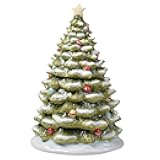 Evergreen Christmas Tree Cookie Jar – 64oz Ceramic Holiday Treat Canister with Vintage Charm, Snowy Branches & Ornaments – Festive Countertop Décor for Cookies, Candy, or Cocoa Mix