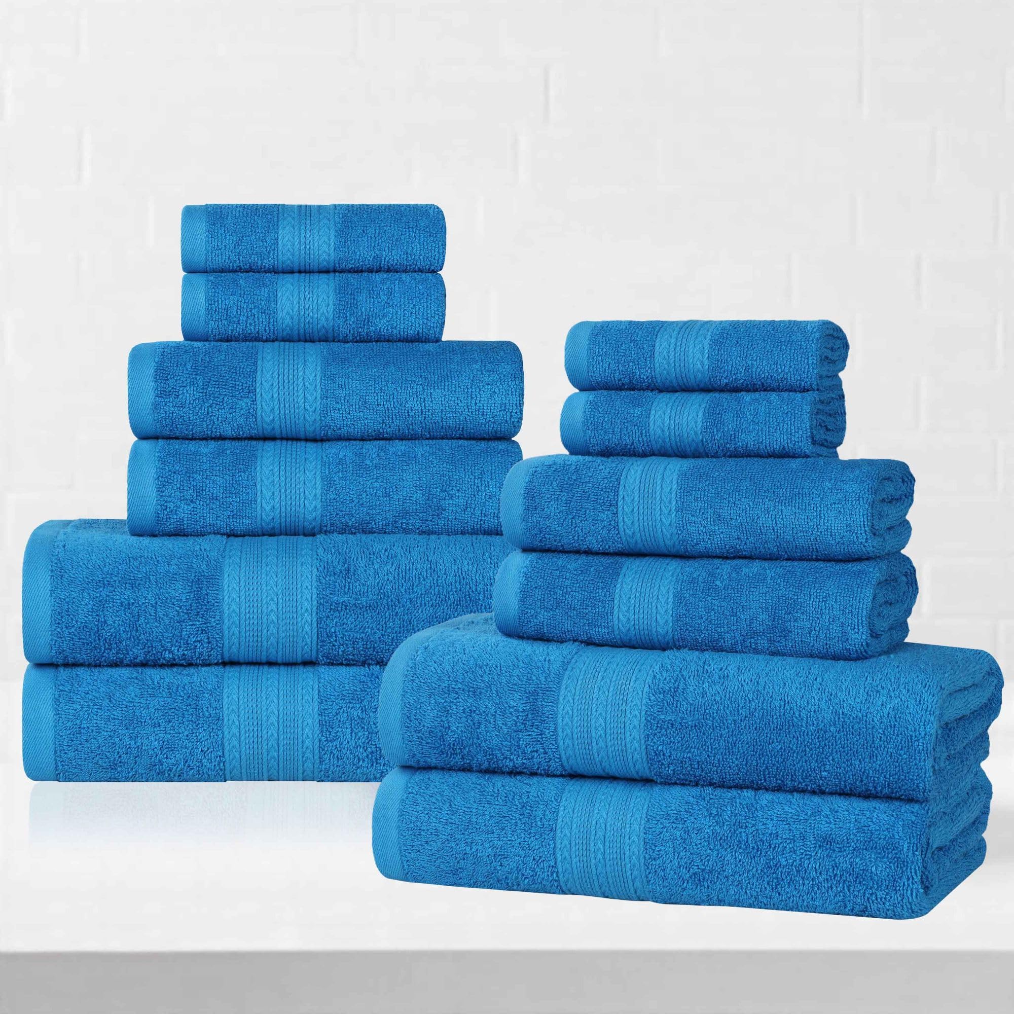 Set di 12 asciugamani in cotone ecologico di qualità superiore per casa, dormitorio e appartamento. Assorbenti, ad asciugatura rapida, morbidi. Include 4 asciugamani da bagno, 4 per le mani e 4