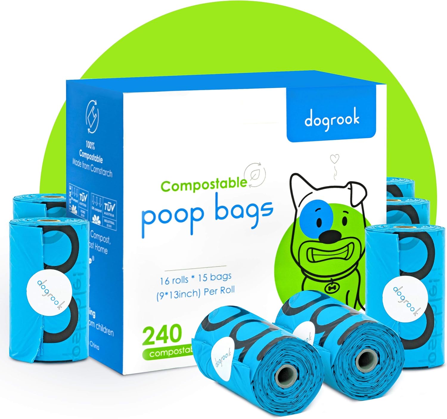 DogRook Compostable Dog Poop Bags, Large Extra Thick and Strong Waste