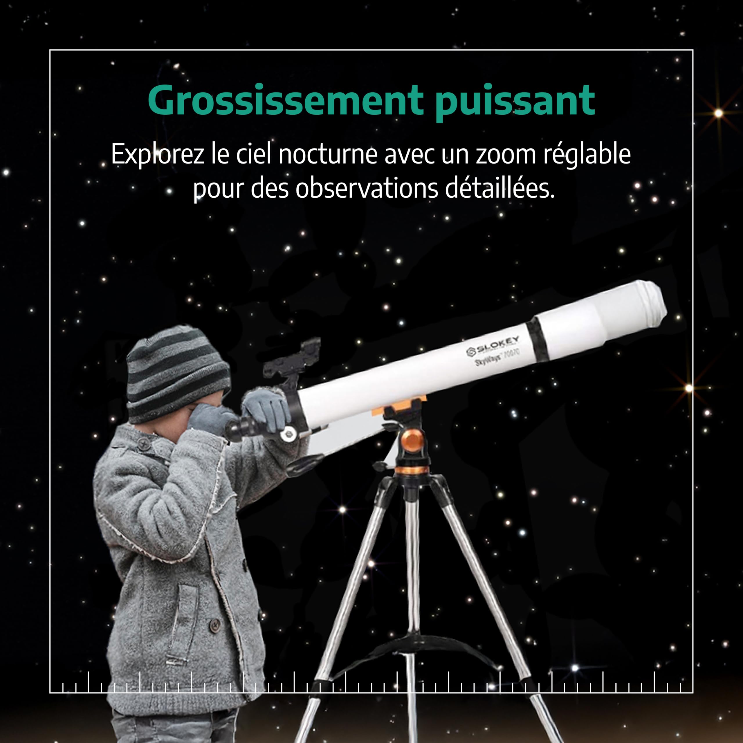 Télescope Astronomique Professionnel 28x-210x Portable pour Enfants et Débutants