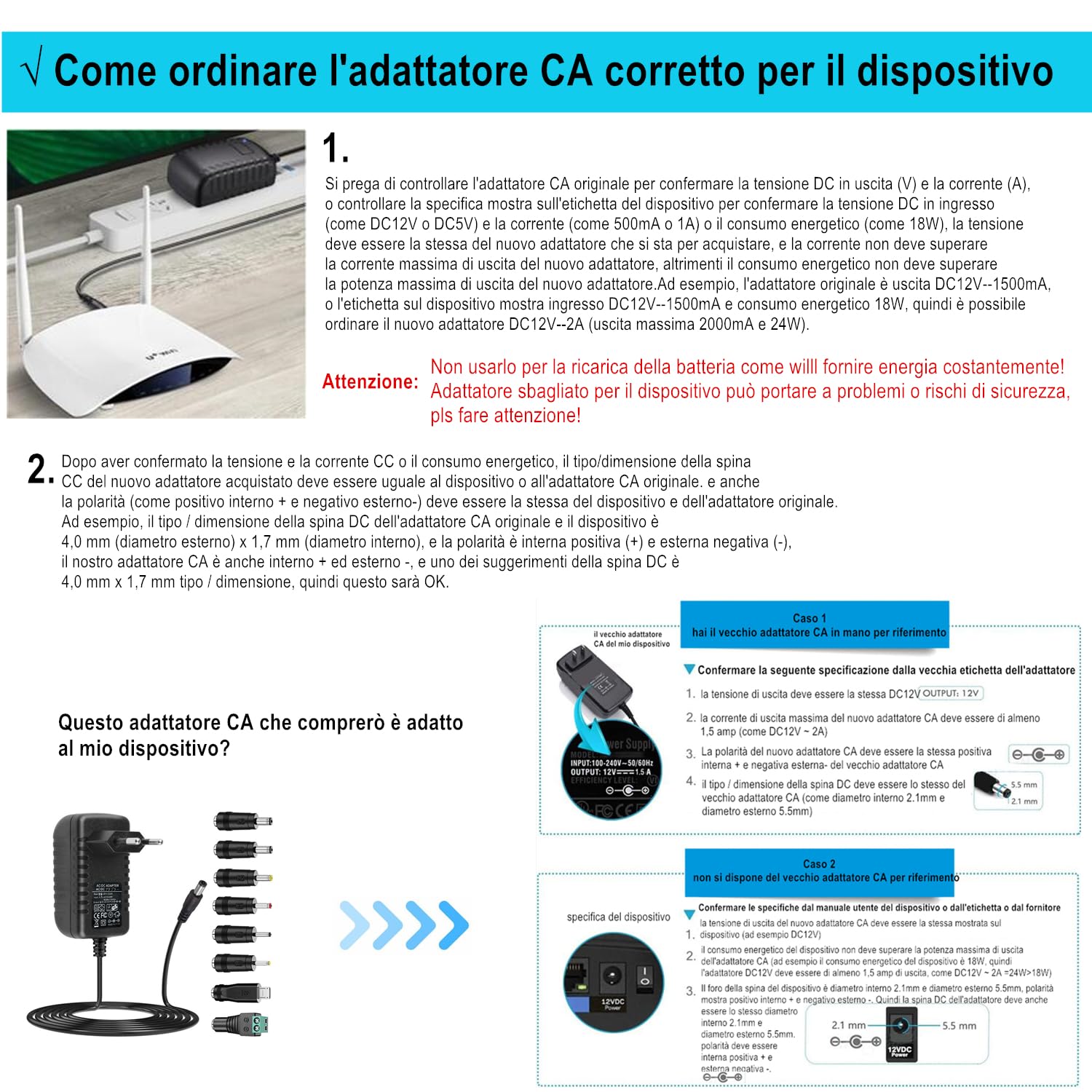 Adattatore universale 5V 3A AC con 11 spine DC DC5V Caricatore di alimentazione per ADSL WIFI router USB HUB telecamere AC a DC5Volt 2.5A 2A 1.5A ac dc adattatore
