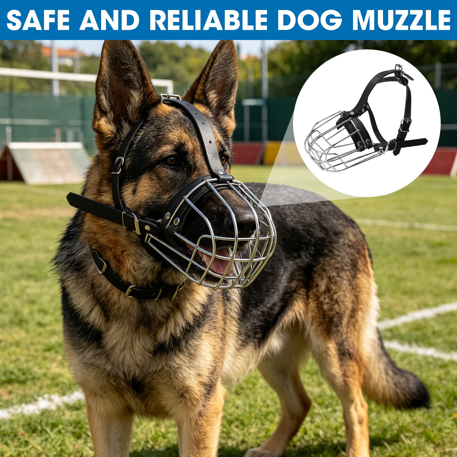 Hundemaulkorb,Deutscher Schäferhund Maulkorb aus Metall – Verstellbarer Draht-Hundemaulkorb für mittelgroße & große Hunde – Schützt vor Beißen, Kauen,Bellen – Robust & Langlebig (Größe M)