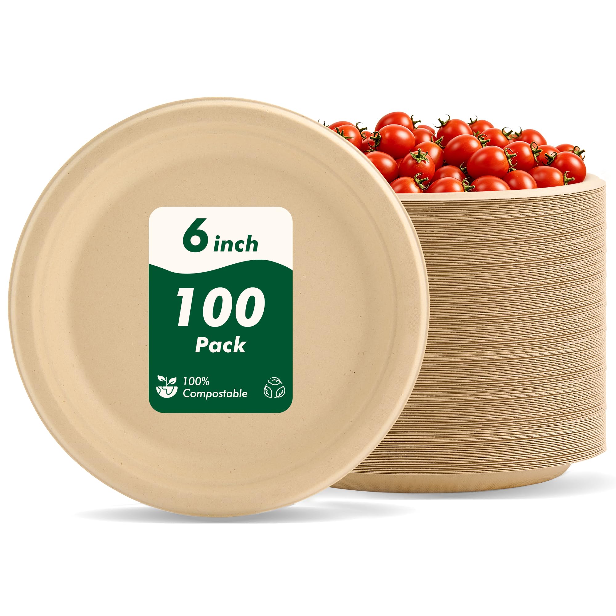 Compostable Paper Plates - 150 Pack (10 Inch) -10