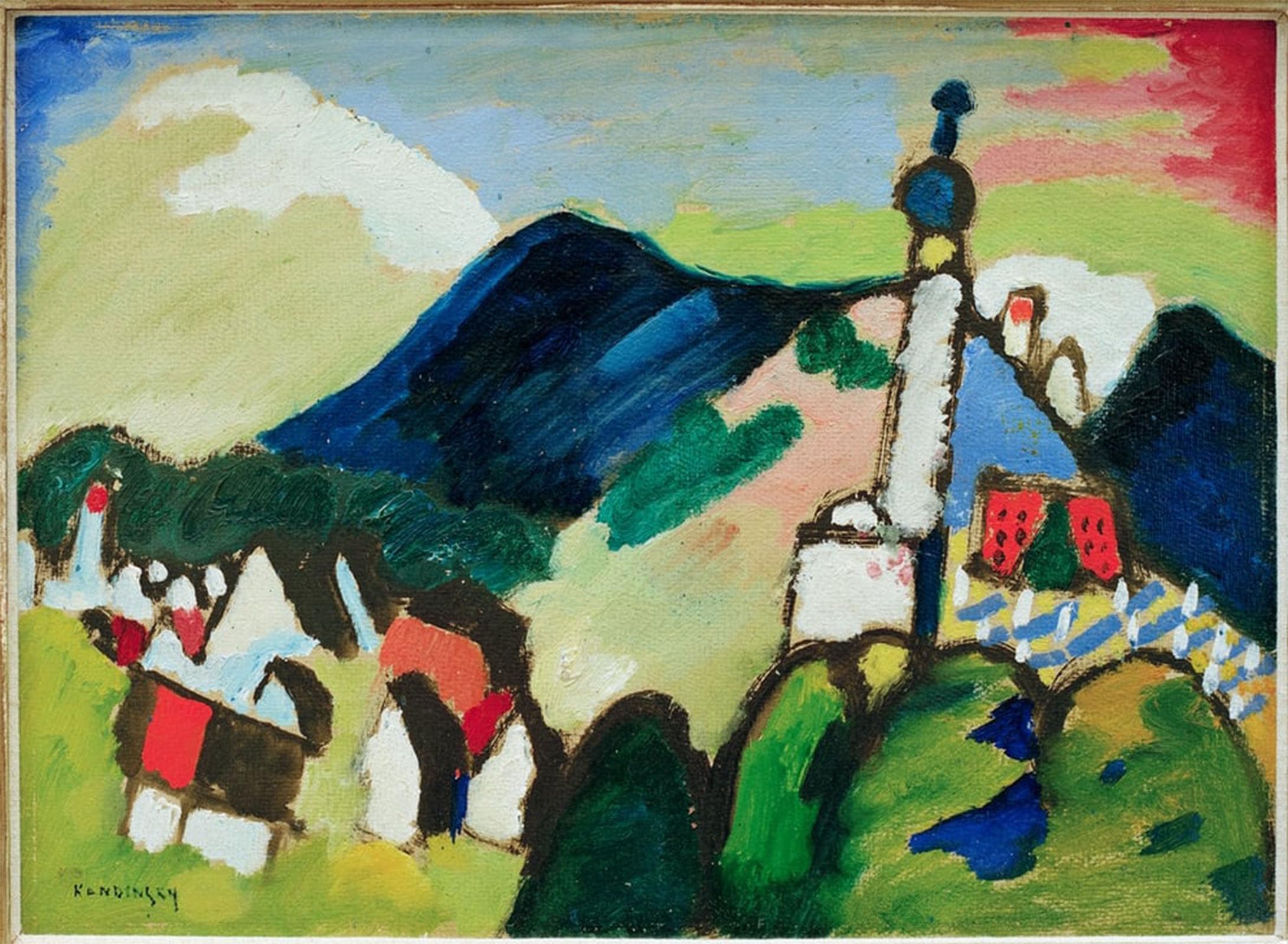 Posteriik No Frame Vintage Art Print Images Pictures Print Study For Murnau With Church Ii By Wassily Kandinsky Modern Colour Posters For Office Home Decor 60X90cm