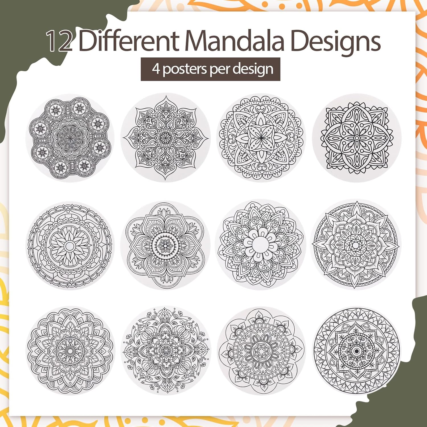 Zhanmai 48 Pack Velvet Coloring Posters Mandala Fuzzy Felt Coloring Pages Mandala Works Adult Color Your Own Poster Bulk for Holiday Gifts Party Activities