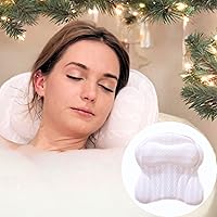 KANDOONA Luxury Bath Pillow for Tub - 17x17 Extra Soft Neck & Back Support, Bathtub Pillow with 6 Suction Cups - Spa Gift for Women, Wife, Girlfriend