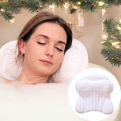 Bath Pillow - Bath Pillows for Tub Neck & Back Support, Luxury Bathtub Pillows for Head & Neck, Soaking, Bubble Bath & Spa, Bathtub Accessories for Women - Gifts for Women,Wife,Girlfriend,Best Friend - Luxury Original - 17 x 17 IN