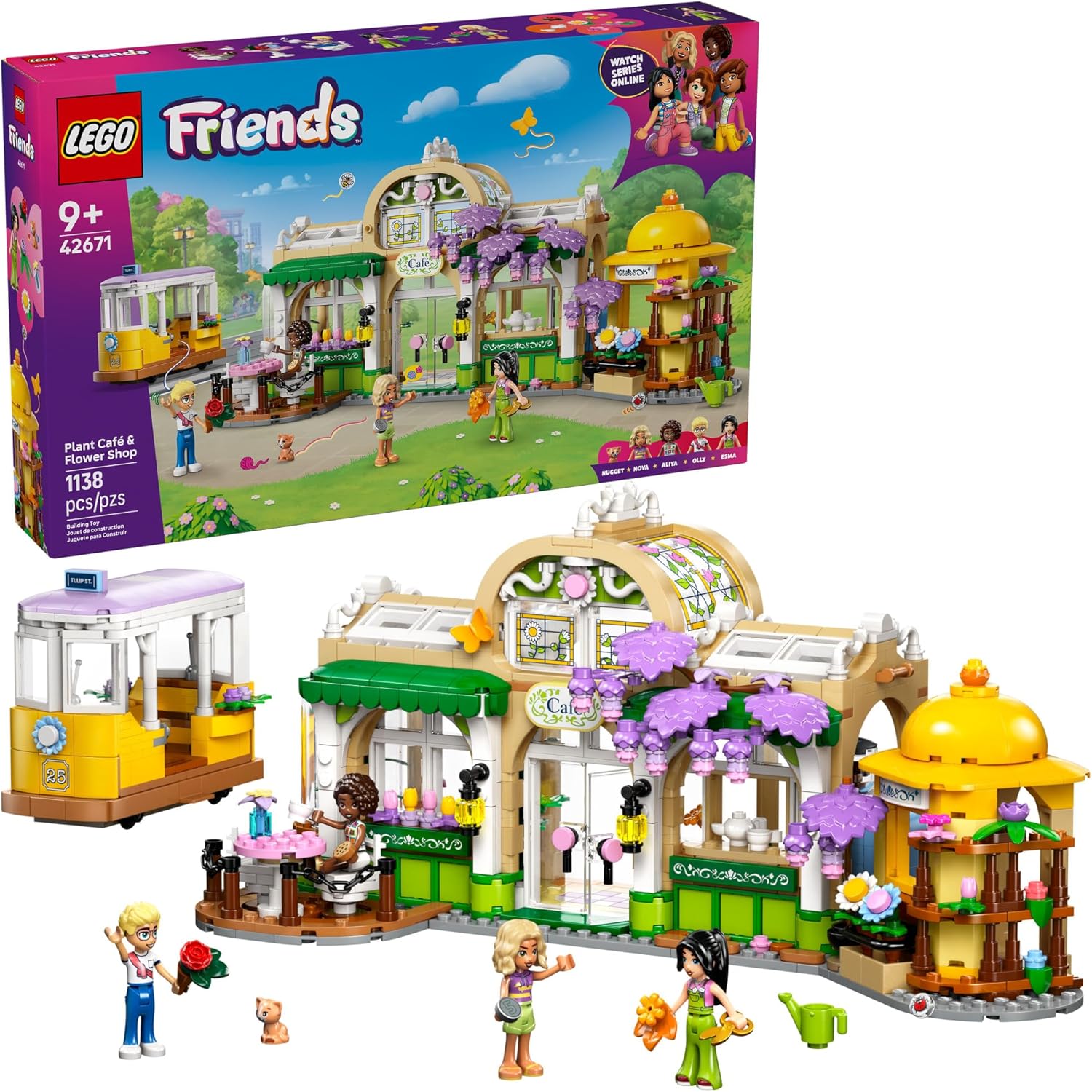 LEGO Friends Plant Café & Flower Shop Pretend Play Building Toy - Playset with 4 Minidolls and Cat Toy for Creative Storytelling - Birthday Gift Idea for Girls and Boys, Ages 9 and Up - 42671