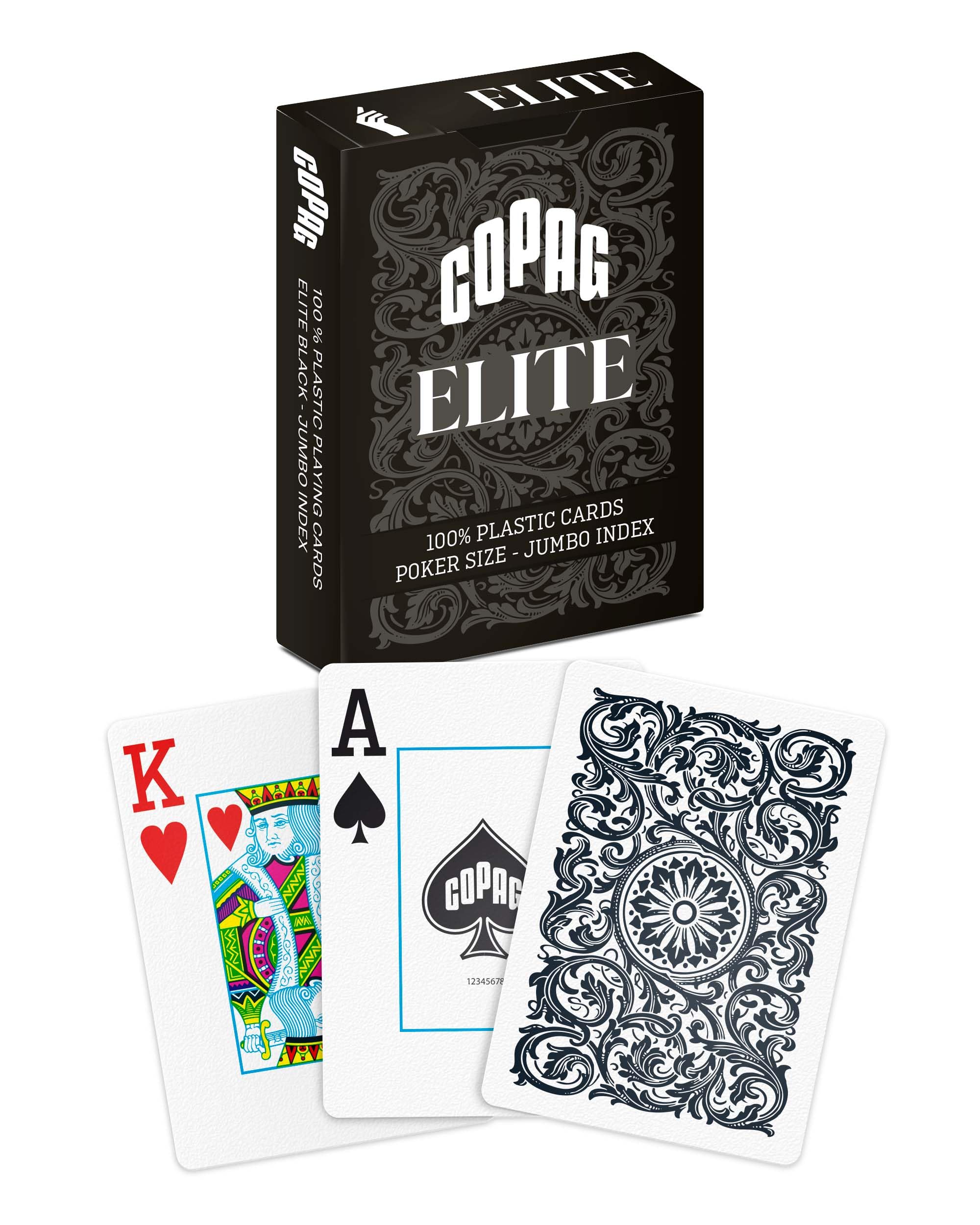 Copag Elite 100% Plastic Playing Cards, Poker Size Jumbo Index Single Deck (Black)-image-41