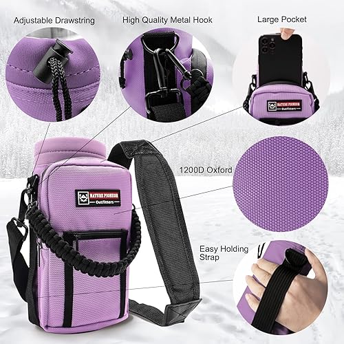 Miniatura 4 de NATURE PIONEOR Botellas de agua aisladas con popote - Botella de acero inoxidable al vacío de 40 oz con soporteportadorfunda - Jarra de agua