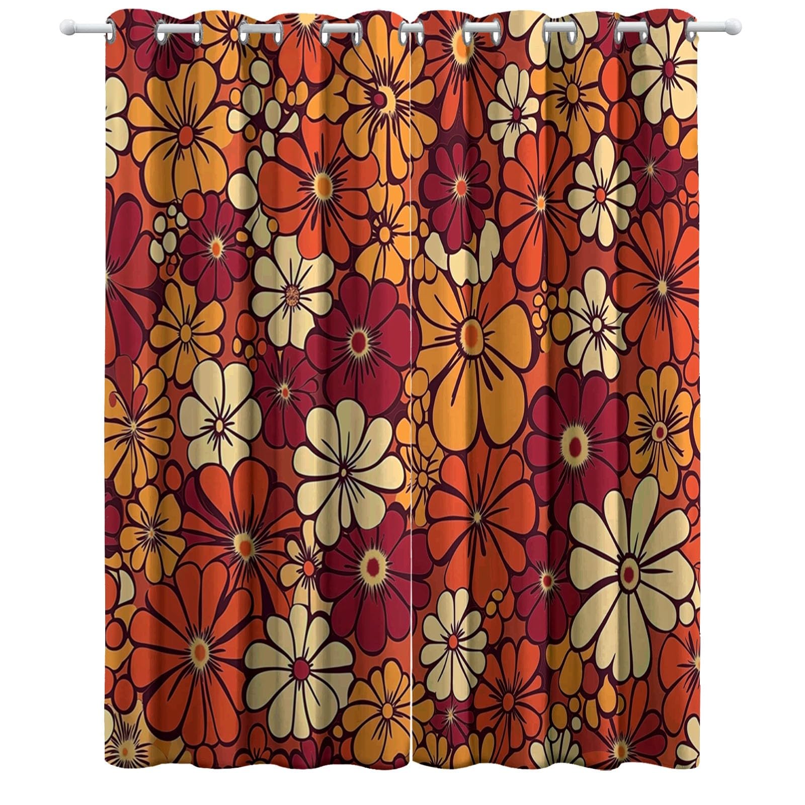 Tende Oscuranti per Interni 2 Pezzi 140x245 cm (LxA), Fashion Retro Flower Tenda Coprente per Soggiorno, Termiche Isolanti Tendaggi per Interno con Anelli Finestra per Salotto