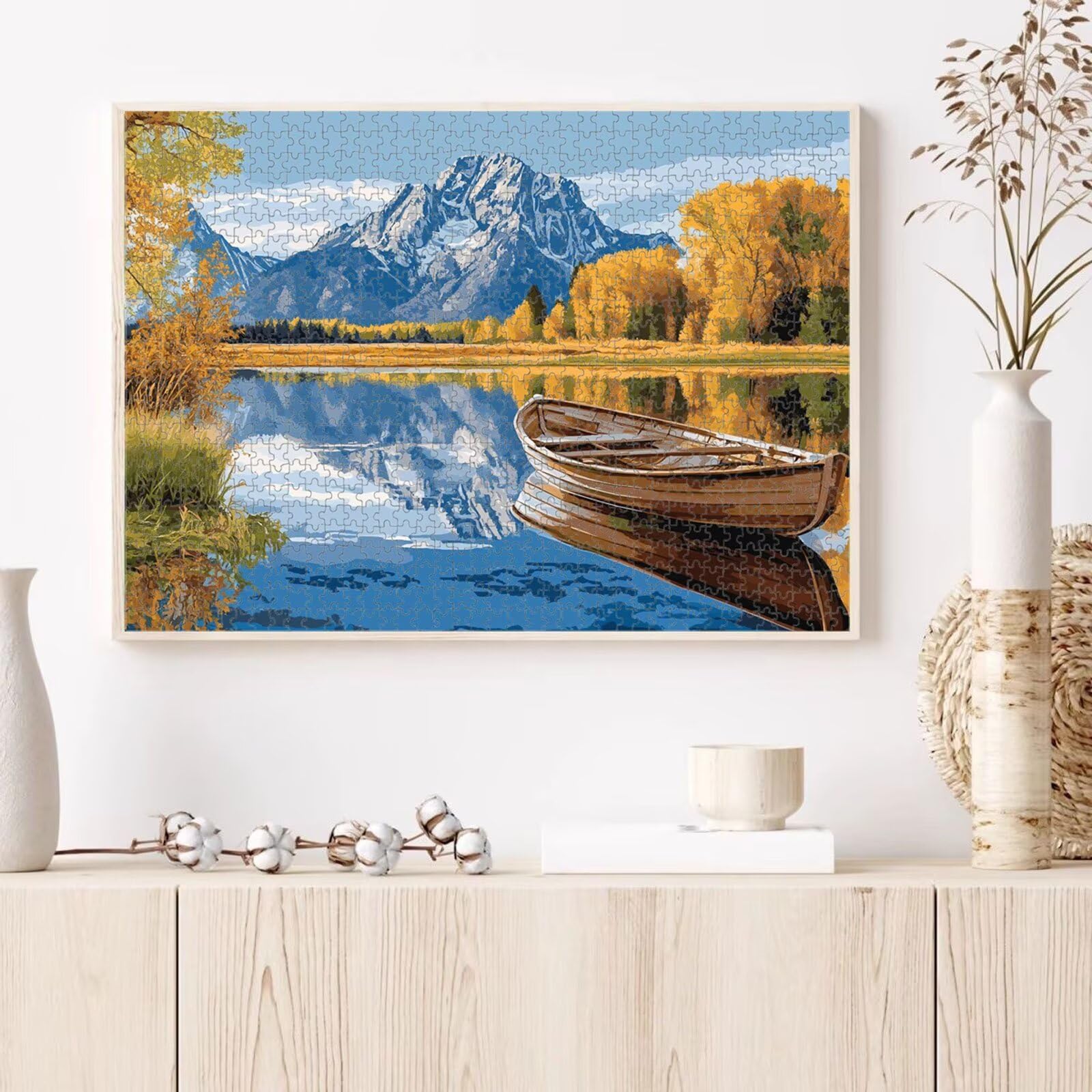 1000 elementów, puzzle dla dorosłych, góry i jezioro, wytrzymałe drewniane puzzle 1T#640