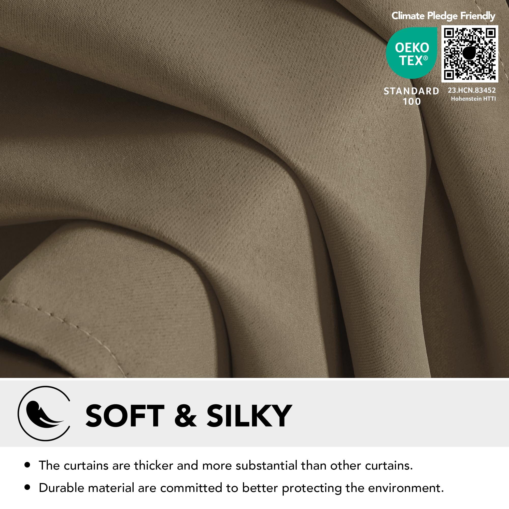 Deconovo Tende Oscuranti per Interni 2 Pezzi 245 CM Altezza, Termiche Isolanti, Anti-Rumore, con Anelli, Ideali per Camera da Letto e Soggiorno, 140x245 CM, Cachi