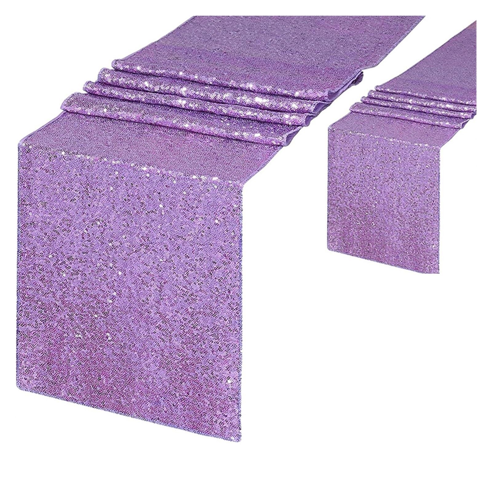 Disco Table Runner Glitter Sequin Table Runner Wedding Dining Decorations For Shower Girl Birthday Party Sparkling(Light purple,30x180cm)