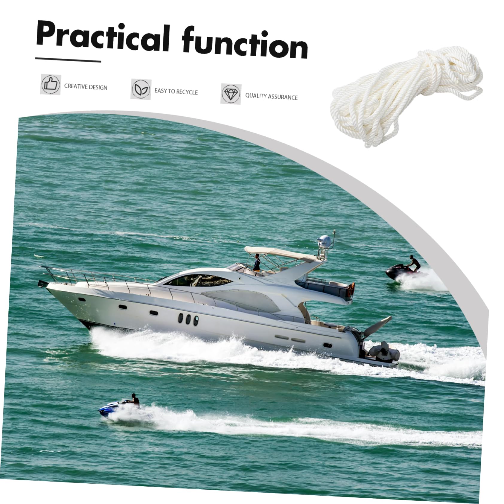 Yardwe Corda in Nylon Bianco 12mm per Ormeggio e Ancoraggio Nautico | Rotolo Singolo, Uso su Vessel e Boat, Resiste ad Abrasione e Ambienti Marini Difficili