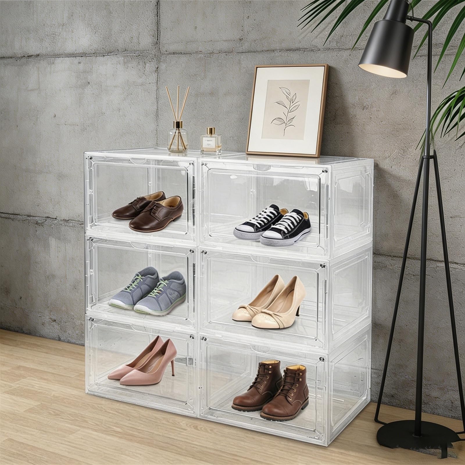 TYNGBT Large Capacity Clear Shoe Boxes Plastic Stackable Organizer for Shoe Collectors
