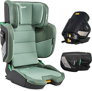 Jovikids i-Size Booster Seat with ISOFIX, Suitable for Kids 100-150cm (Approx. 3 to 12 Years), Adjustbale Height and Width, Portable Toddler Car Seat for Travel, Compact & Folding, ECE R129