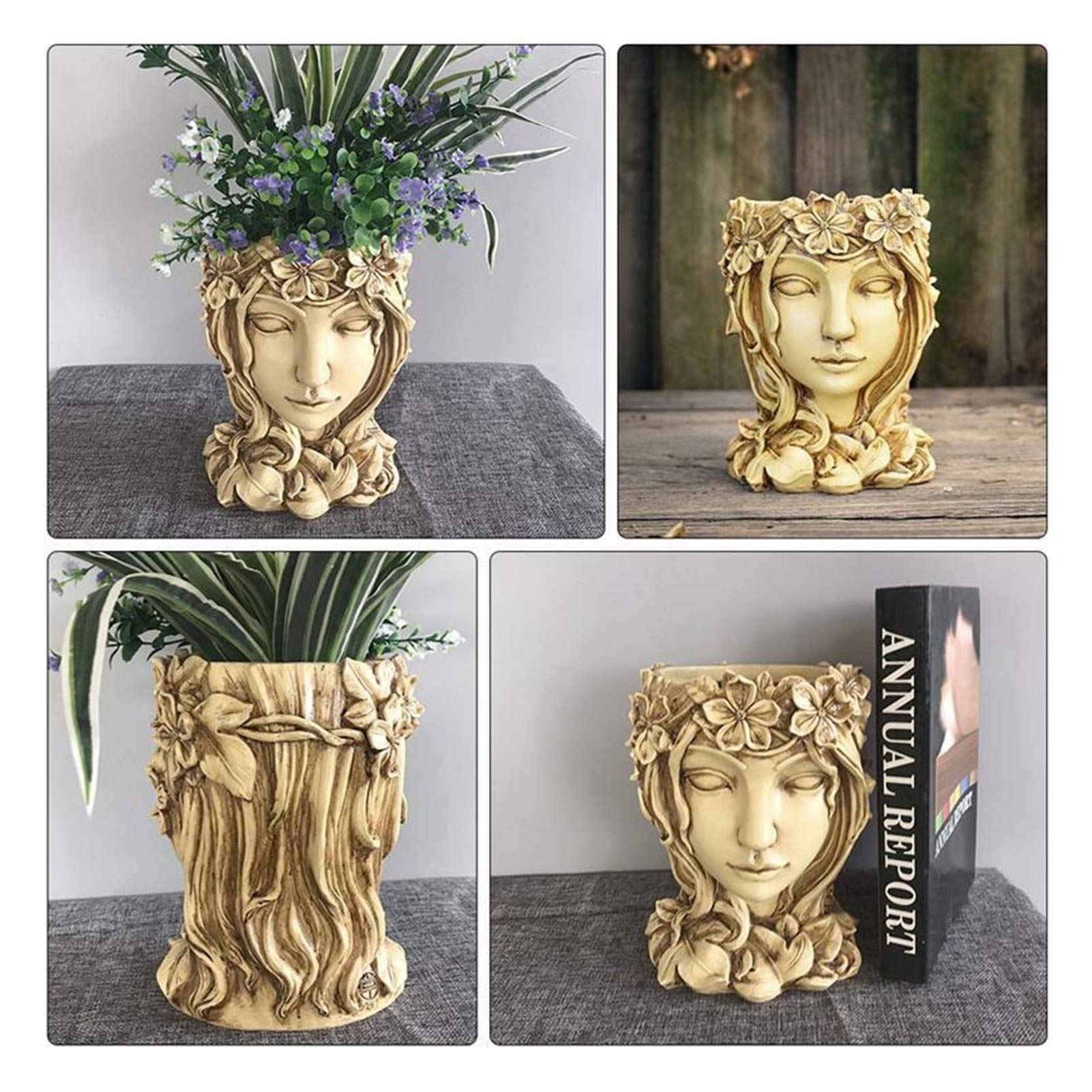 Pentole da Fiori al Coperto e all'aperto 1pc Girl Planter Chic Fine Safety Container Mediay Planter Flower Pot Flower Pot Flower Pot Macetas Garden Accessori (Color : Grey)