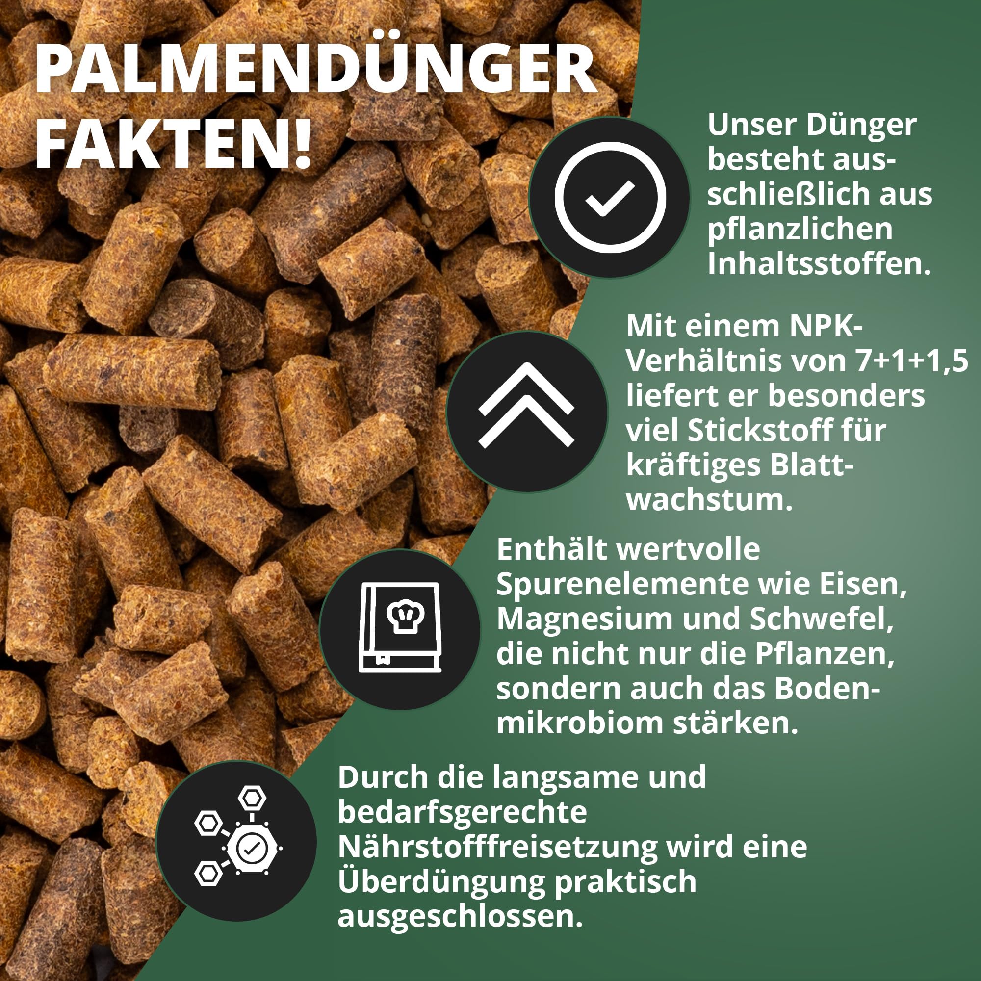 NatureHolic | Palmendünger | Pellet Volldünger für Grünpflanzen | Für Hanfpalme & Garten | Organischer NPK Dünger | 2.5 kg