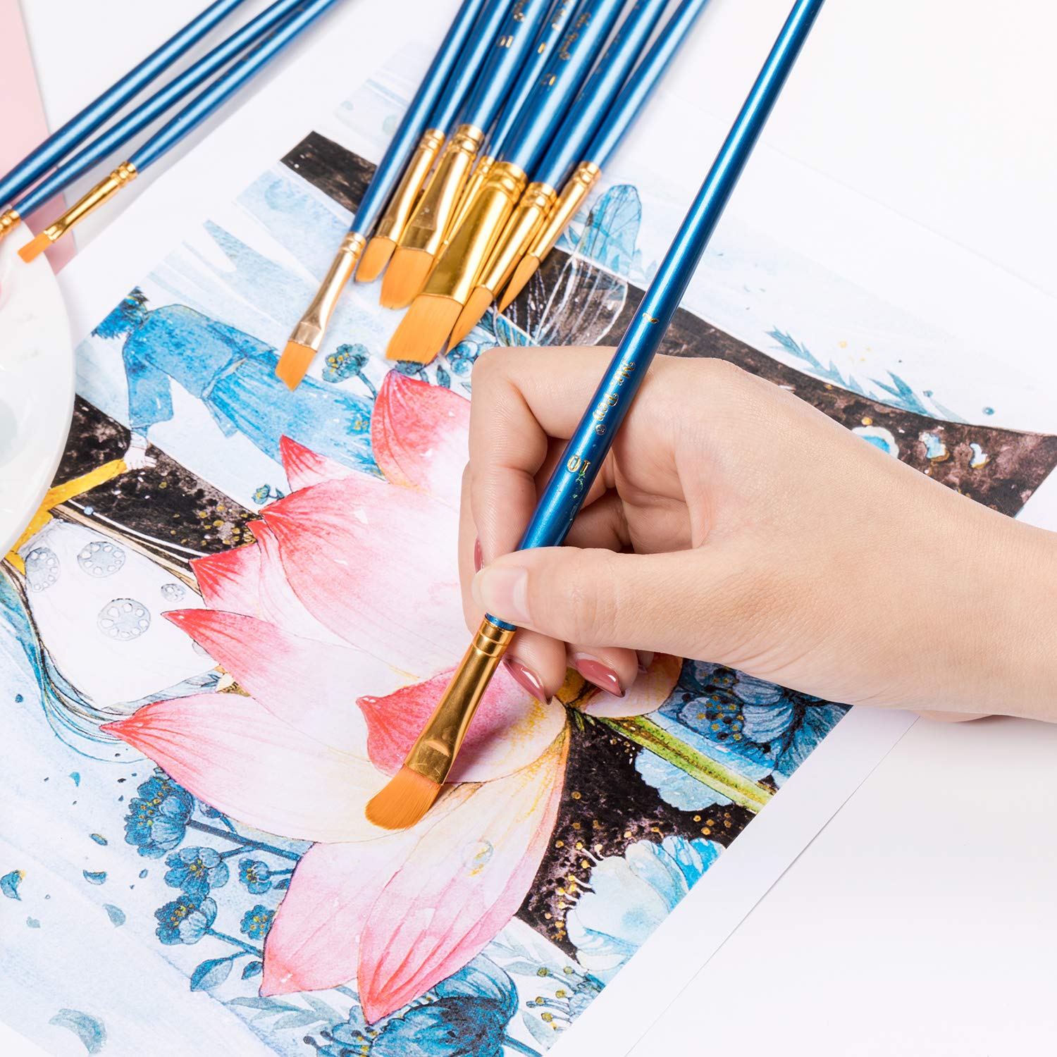 Buy Mr. Pen Paint Brushes, 10pc, Paint Brushes for Acrylic Painting, Art Brushes, Drawing and