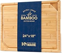 Vista 9 de Tabla de cortar de bambú extragrande de 36 x 24 pulgadas para cocina, tabla de cortar para estufa, cubierta superior con asa, tabla de cortar