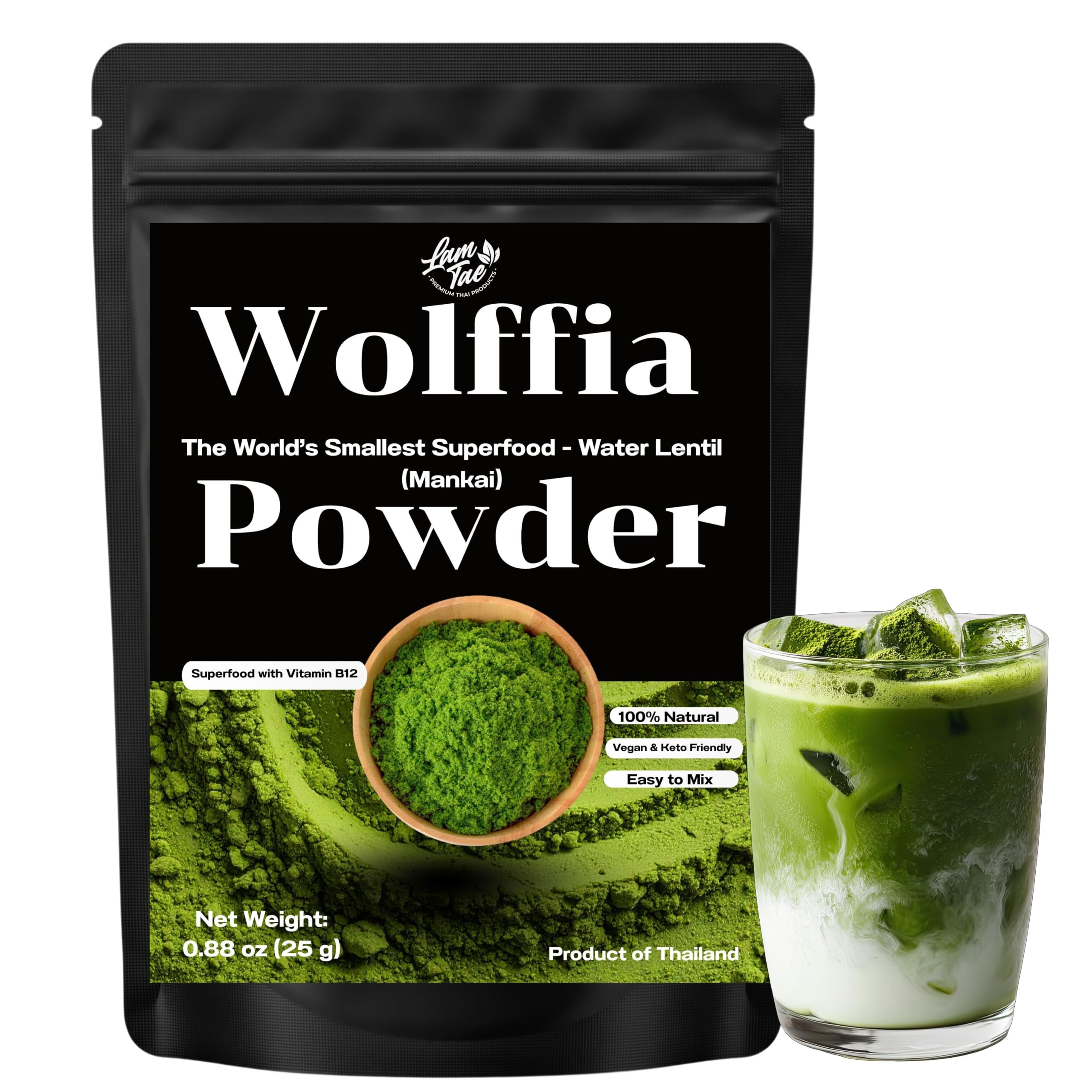 Lam Tae Alimento vegetal em pó de Wolffia globosa, 25 g