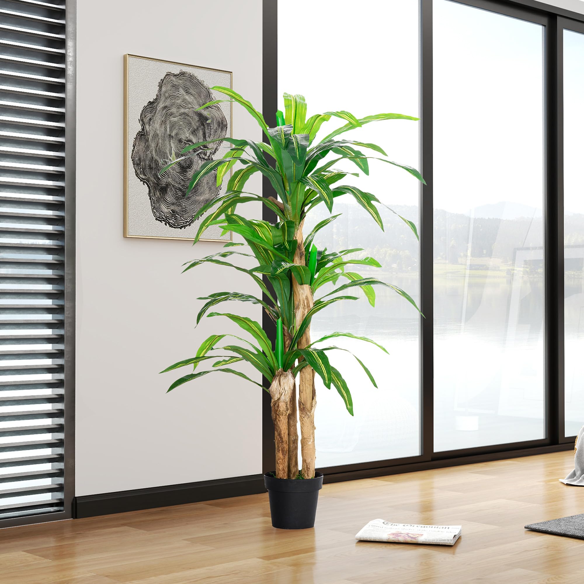 Outsunny Dracaena artificiel 160cm en pot 66 feuilles Ø20x160cm Vert