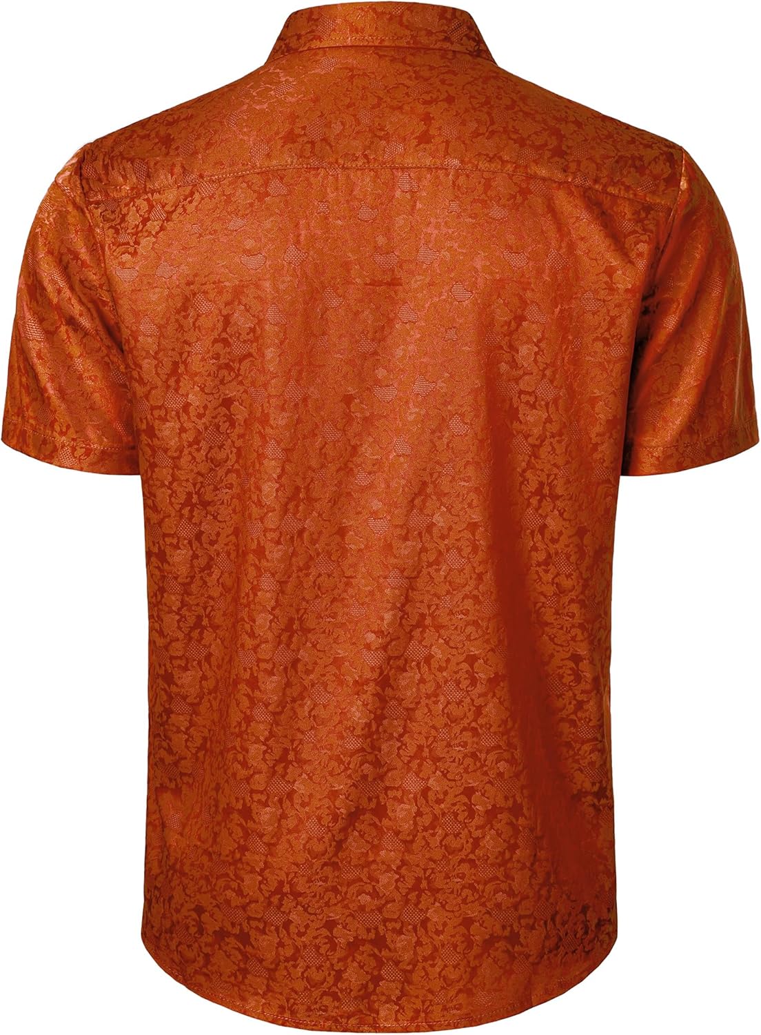 JOGAL Mens Jacquard Shiny Satin Shirts Short Sleeve Regular Fit Casual Button Down Shirt Summer Beach Shirts with Pocket - Image 2