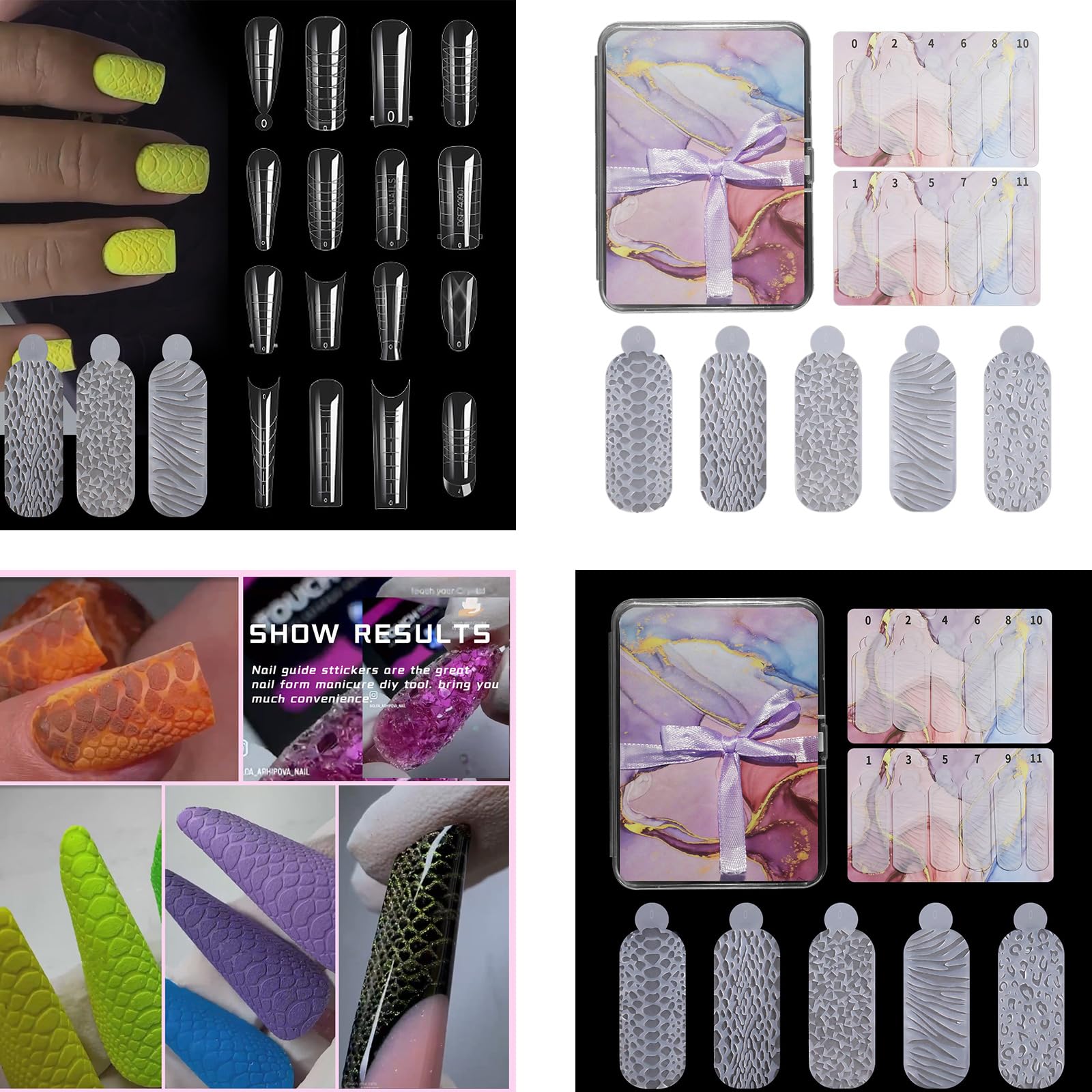 60x/Box Duals Forms Nails Touch Crystals Silicone Molds Forms Silicone Nails Forms For Creating Relief Design On Nails