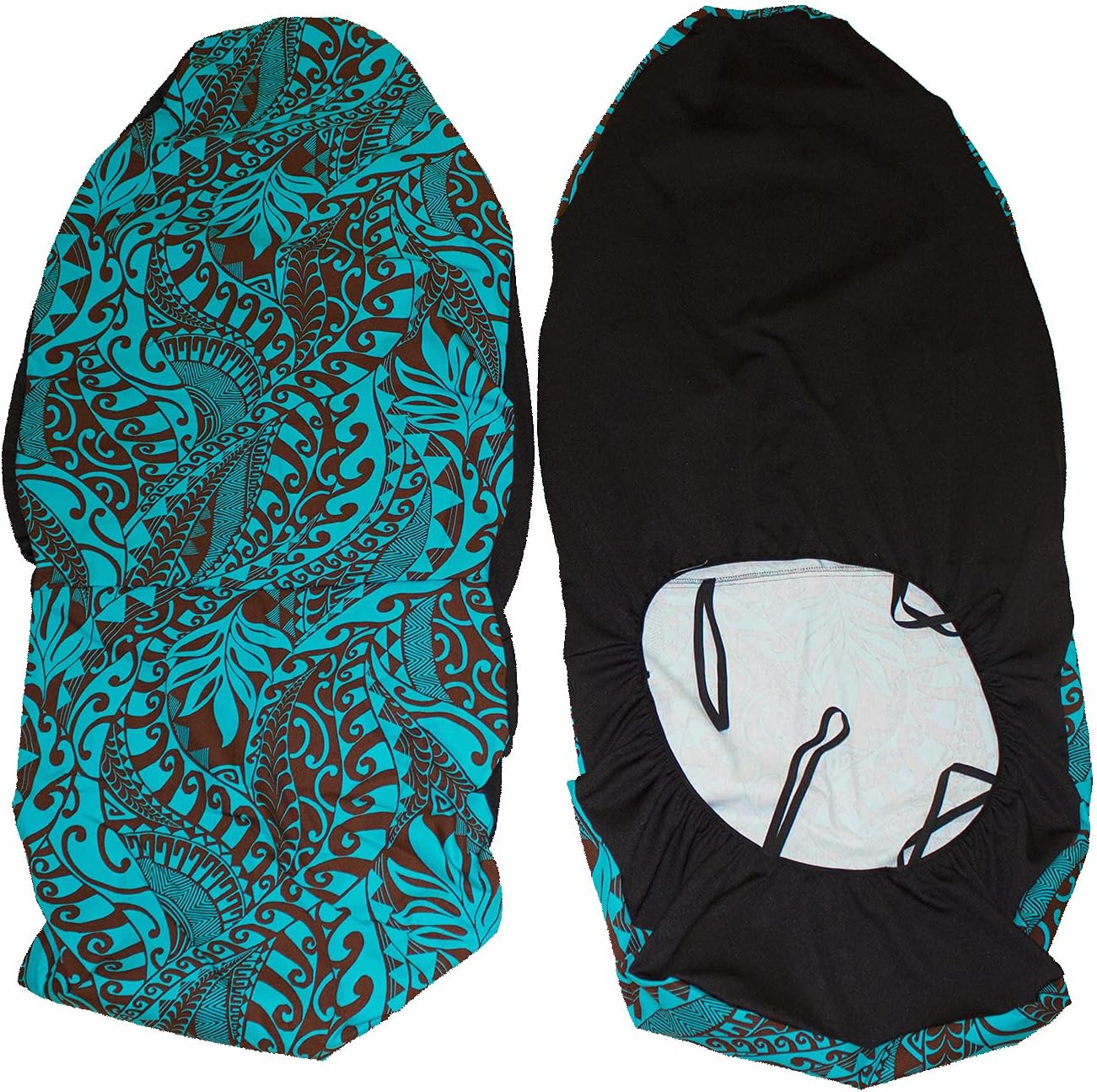 Hawaiian car seat cover, Aqua Blue and Brown Tapa, Set of 2 Front Bucket Seat Covers, Made in Hawaii